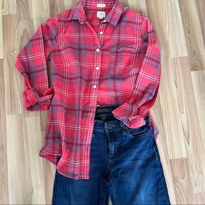 J. Crew Perfect Fit Red Plaid Button Up